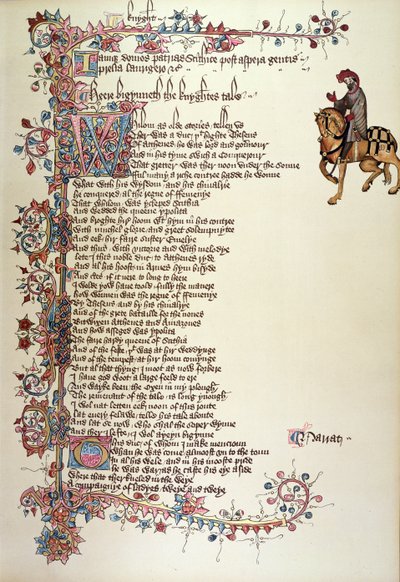 The Knight (detail) from The Canterbury Tales, by Geoffrey Chaucer, Ellesmere Manuscript, facsimile edition, 1911 by English School
